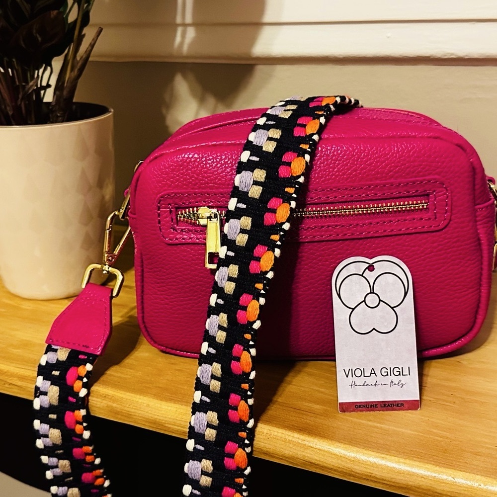 Viola Gigli Magenta Leather Purse w/ Two Straps!